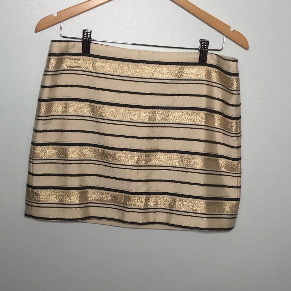 J. Crew gold striped mini skirt